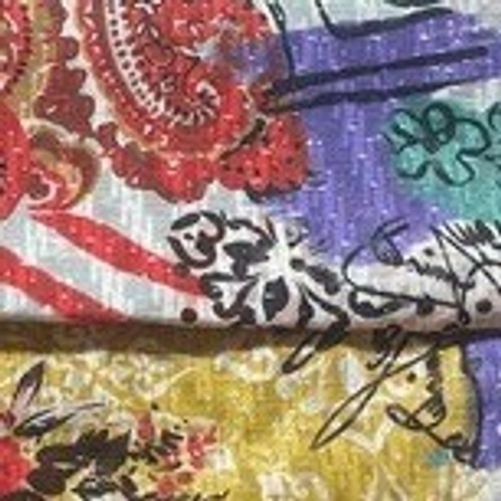 George Simonton Green Signature Print Textured Sheer Scarf Multicolor A230703 - Picture 3 of 4